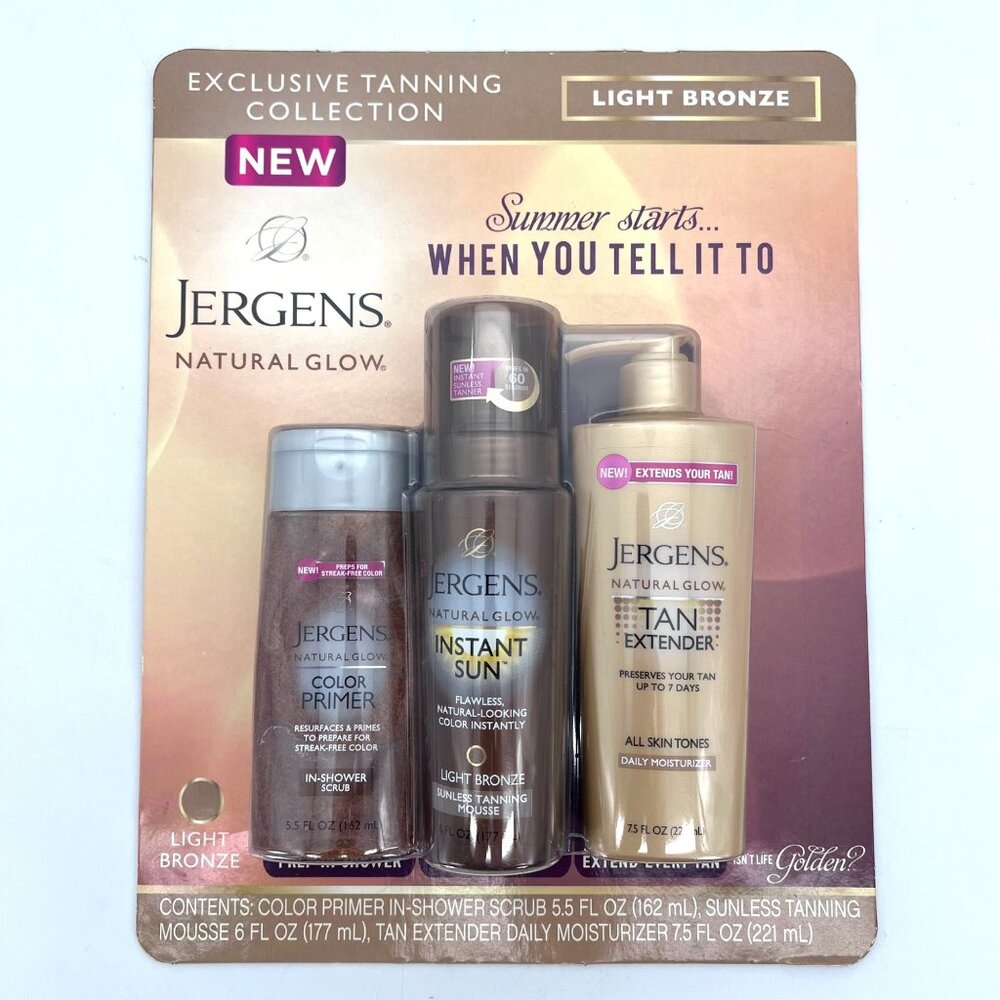 Jergens Natural Glow Exclusive Tanning Collection Light Bronze Sunless Gold New - Picture 1 of 14